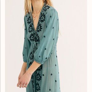 Free People Fable Midi Dress In Aqua Bloom Combo